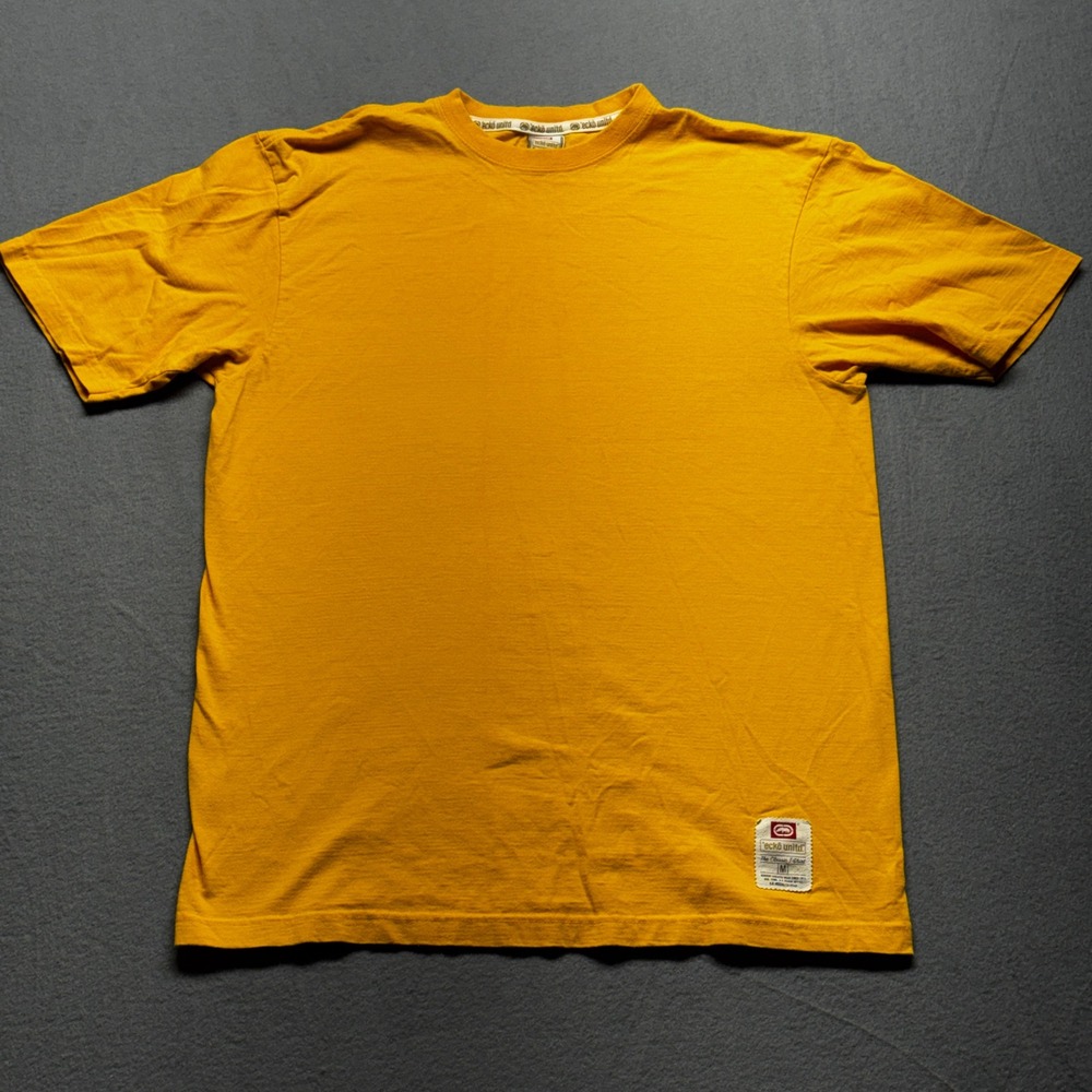Ecko Unltd Men's Classic‎ T-Shirt Yellow Rhino Logo Patch Size M Cotton Tee